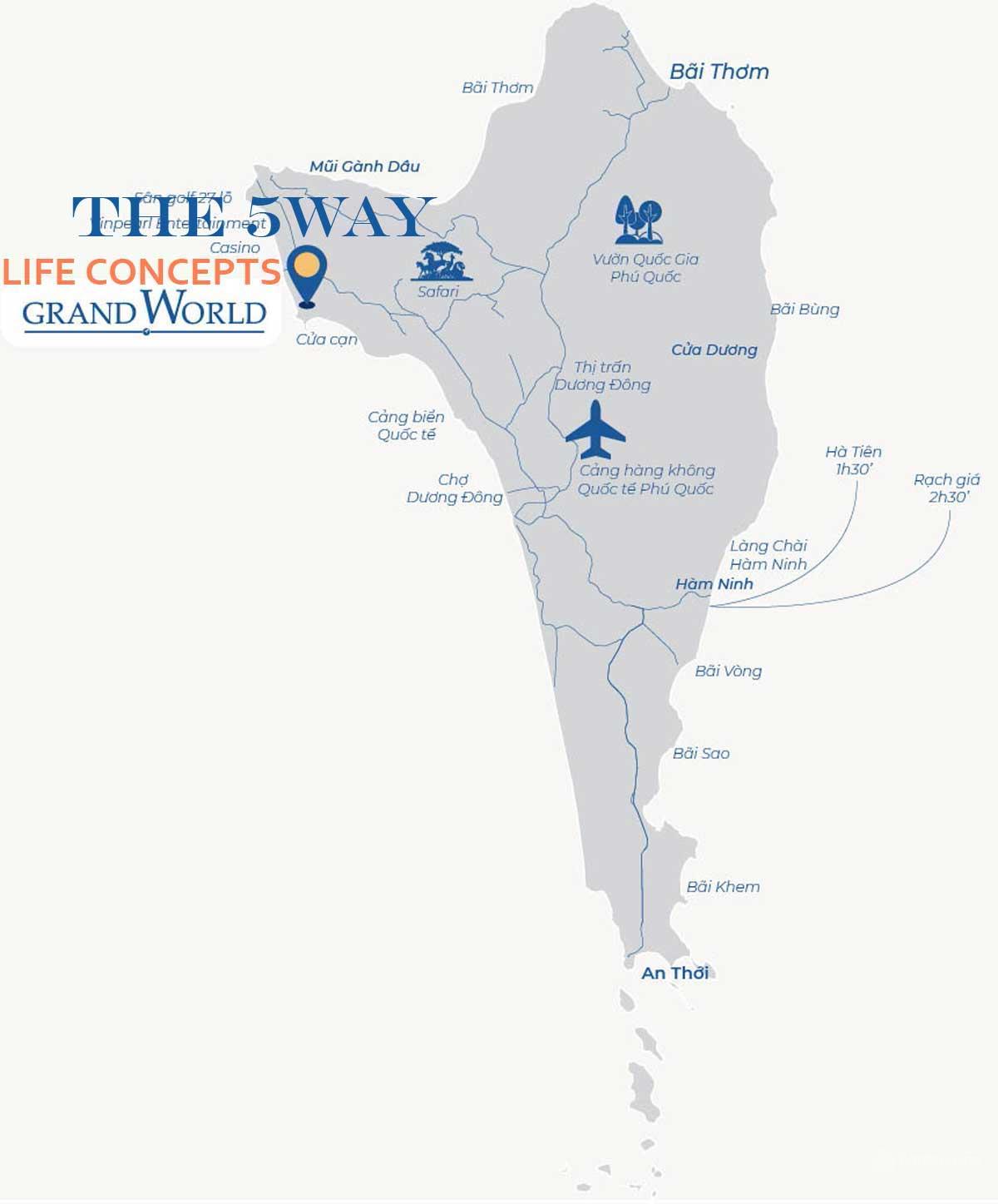 Sơ đồ vị trí dự án The 5Way Phú Quốc