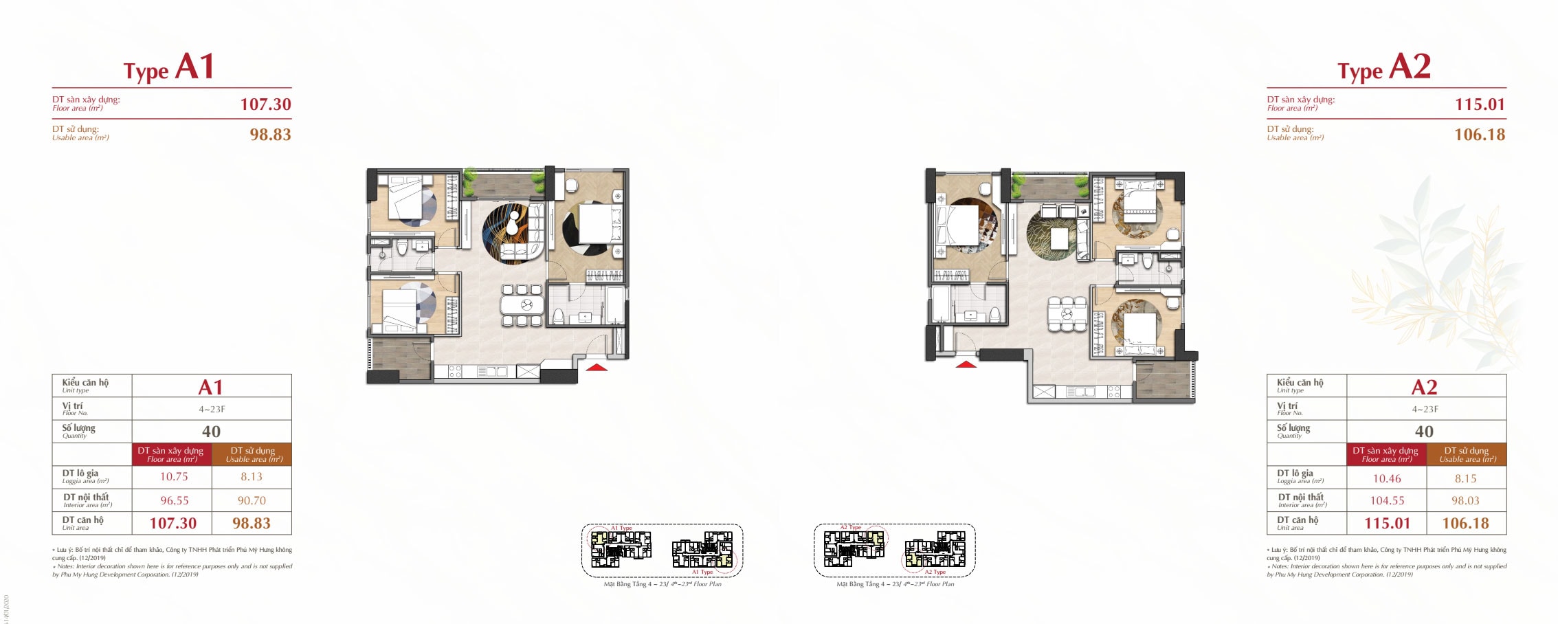Kiểu nhà type a1 và a2 dự án Antonia Phú Mỹ Hưng