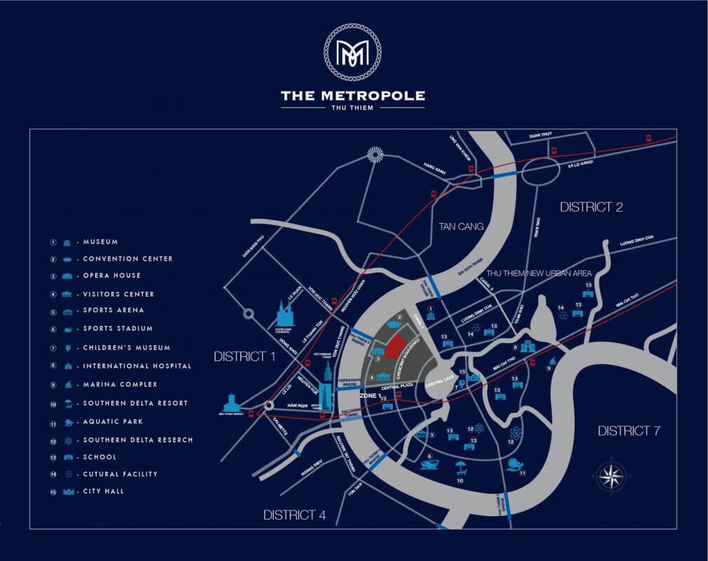 Vị trí dự án căn hộ The Metropole Thủ Thiêm quận 2, chủ đầu tư Sơn Kim Land