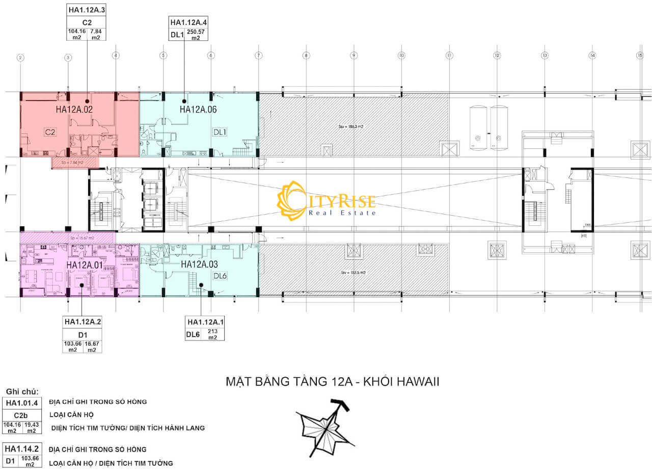 Mặt bằng tháp Hawaii dự án căn hộ New City Thủ Thiêm quận 2