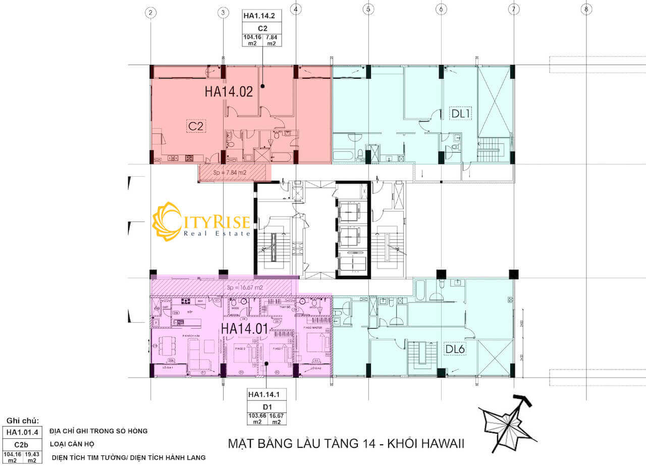 Mặt bằng tháp Hawaii dự án căn hộ New City Thủ Thiêm quận 2