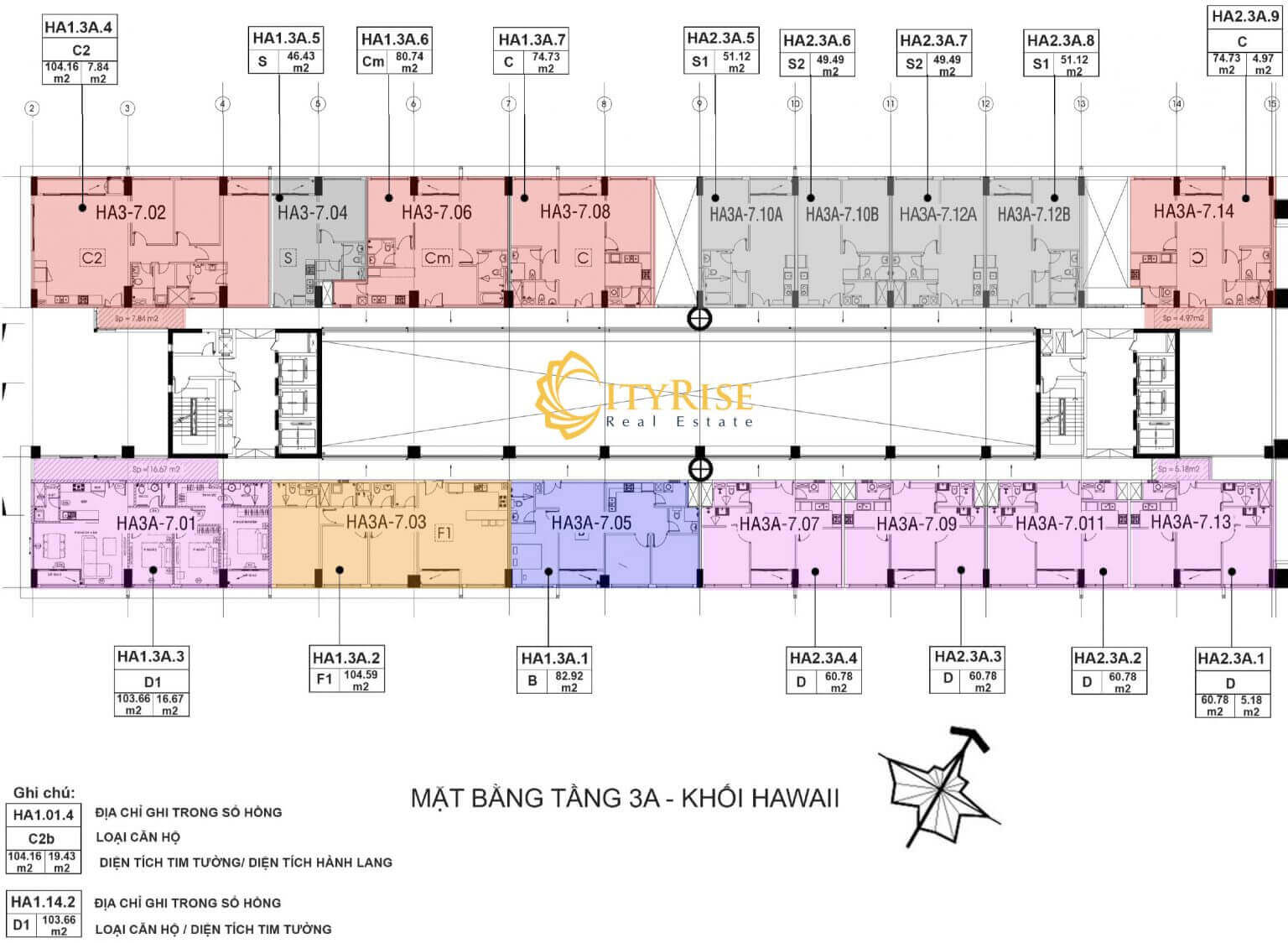 Mặt bằng tháp Hawaii dự án căn hộ New City Thủ Thiêm quận 2