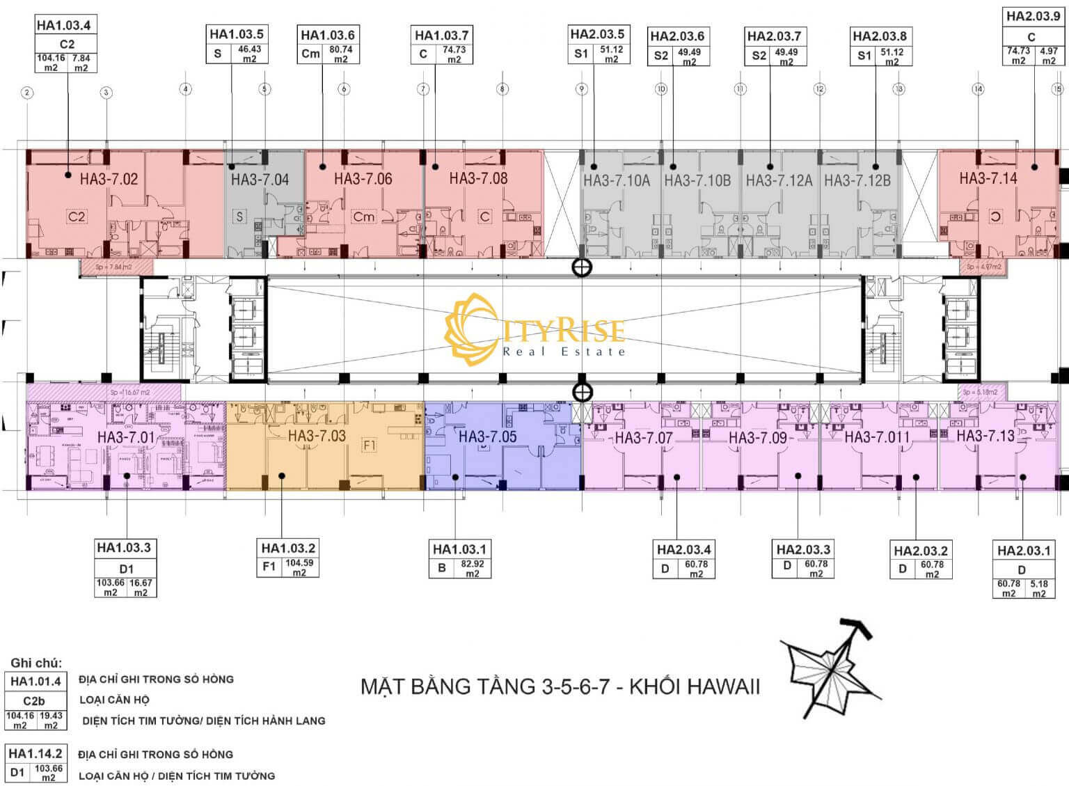 Mặt bằng tháp Hawaii dự án căn hộ New City Thủ Thiêm quận 2
