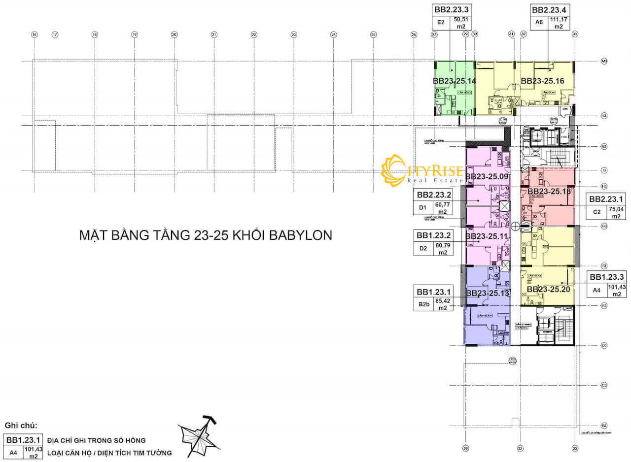 Mặt bằng tháp babylon dự án căn hộ New City Thủ Thiêm quận 2