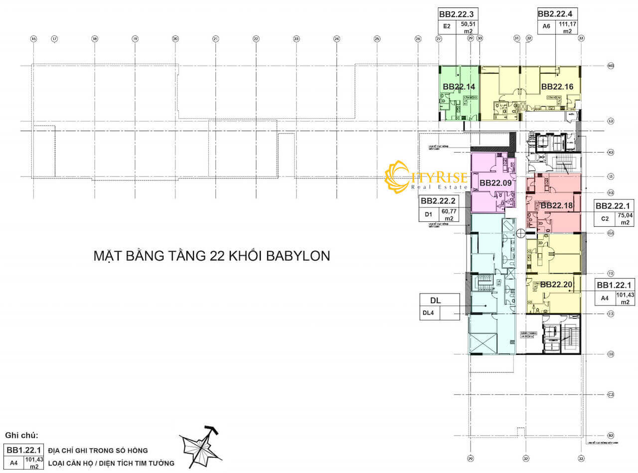 Mặt bằng tháp babylon dự án căn hộ New City Thủ Thiêm quận 2