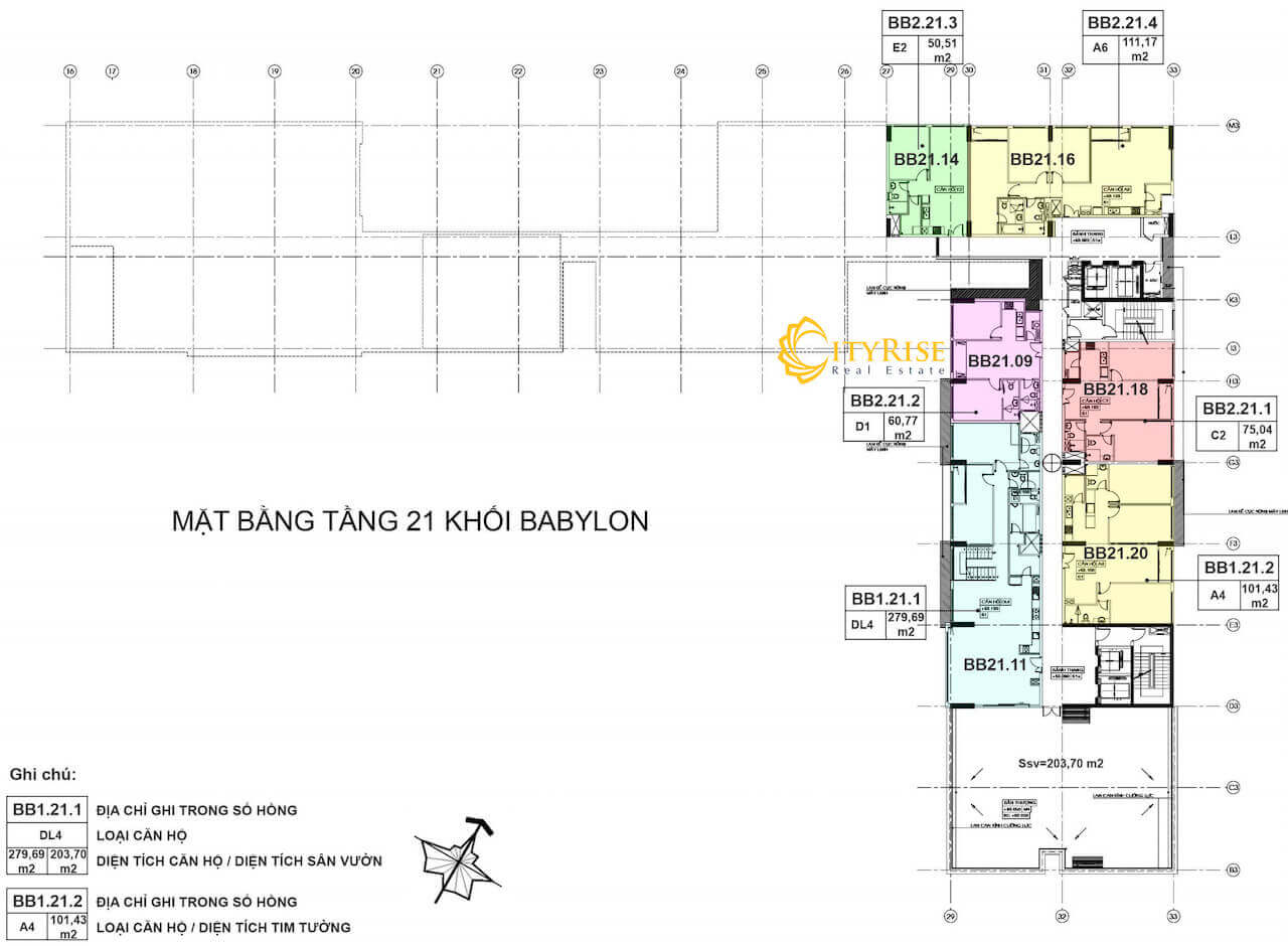 Mặt bằng tháp babylon dự án căn hộ New City Thủ Thiêm quận 2