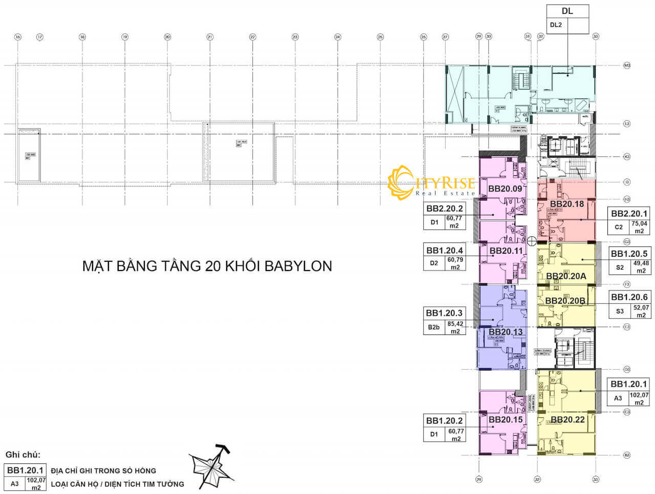 Mặt bằng tháp babylon dự án căn hộ New City Thủ Thiêm quận 2