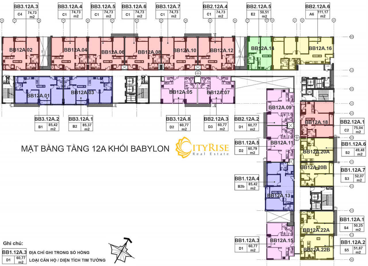 Mặt bằng tháp babylon dự án căn hộ New City Thủ Thiêm quận 2