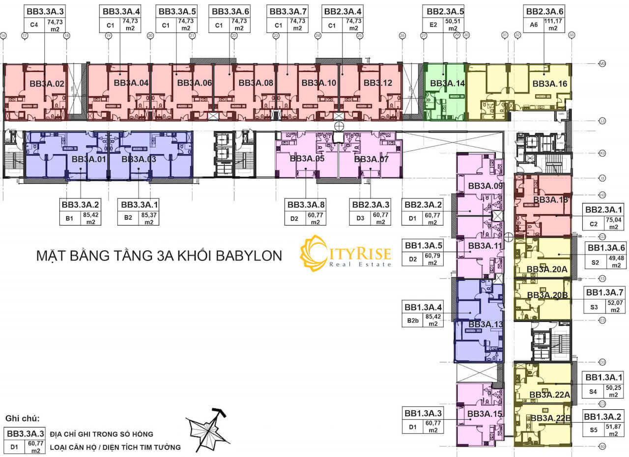 Mặt bằng tháp babylon dự án căn hộ New City Thủ Thiêm quận 2