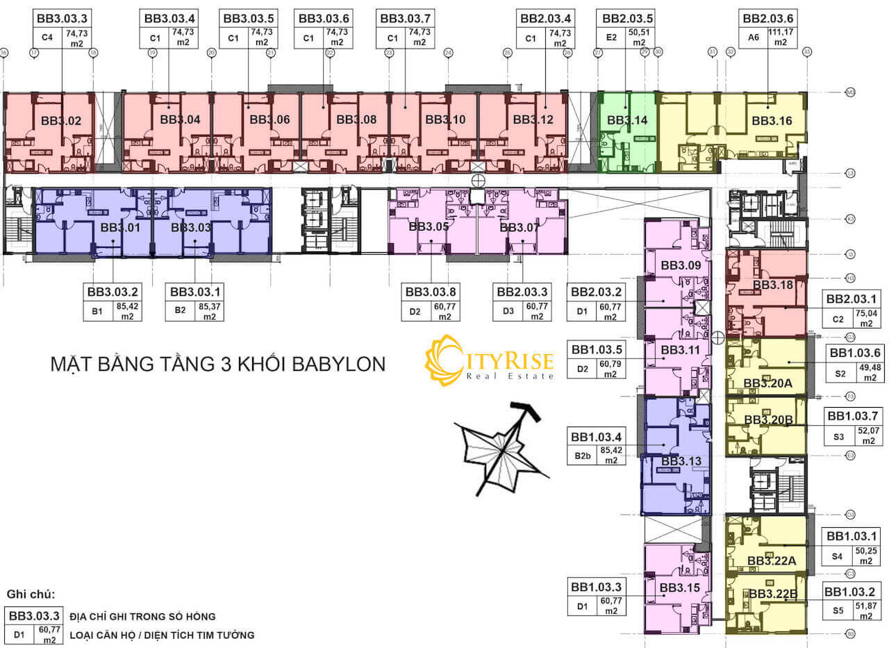 Mặt bằng tháp babylon dự án căn hộ New City Thủ Thiêm quận 2