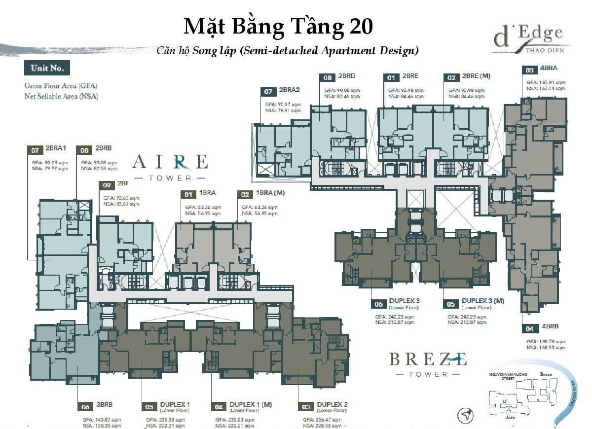 Mặt bằng dự án căn hộ Dedge Thảo Điền quận 2, chủ đầu tư Capitaland