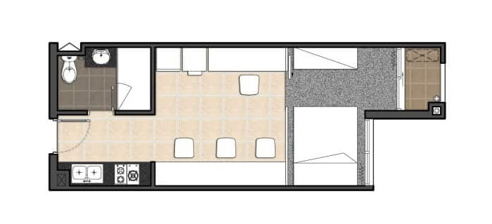 Layout căn hộ officetel Avatar Thủ Đức