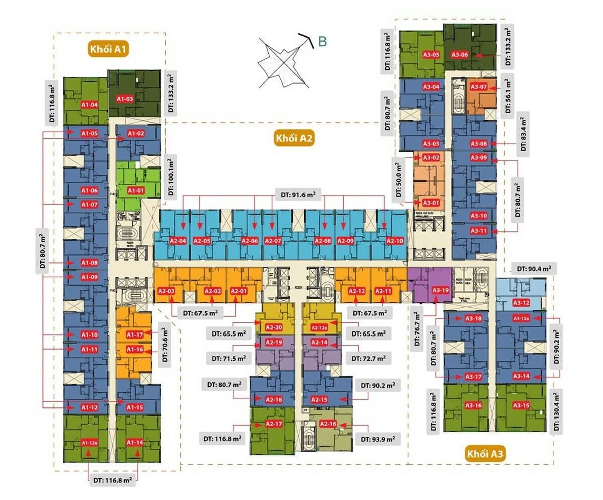 Mặt bằng tầng điển hình căn hộ The Gold View 346 Bến Vân Đồn