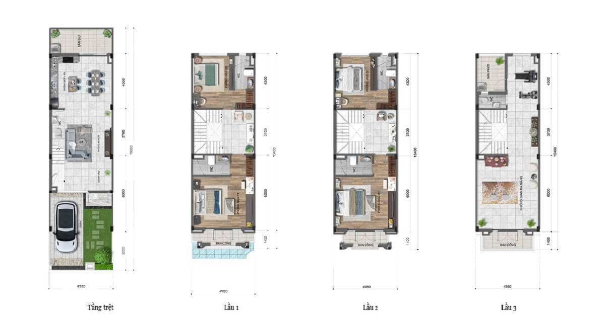 Layout thiết kế nhà phố liền kế The Classia quận 9 - chủ đầu tư Khang Điền