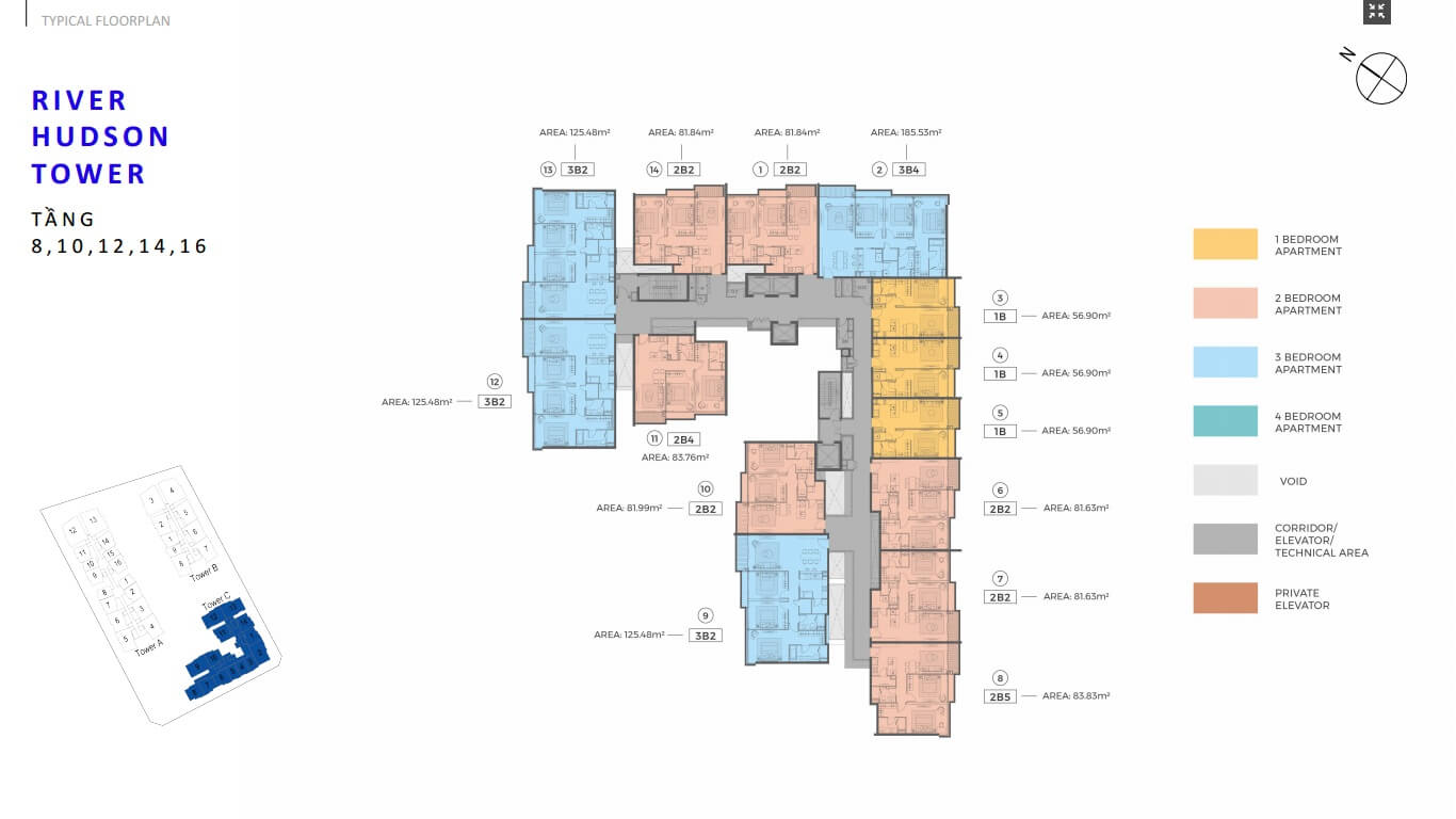 Mặt bằng tháp Hudson - The River Thủ Thiêm