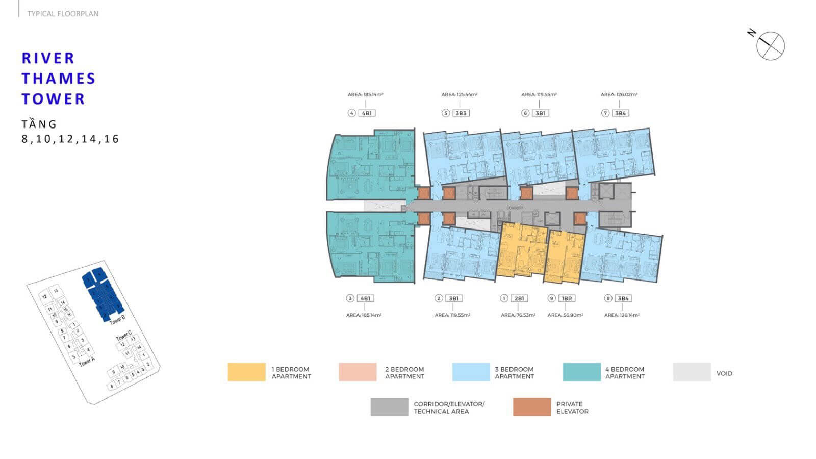 Mặt bằng tháp Thames - The River Thủ Thiêm