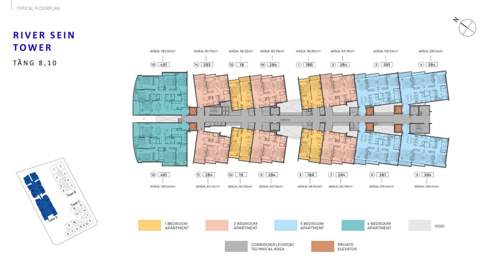 Mặt bằng tháp Sein - The River Thủ Thiêm