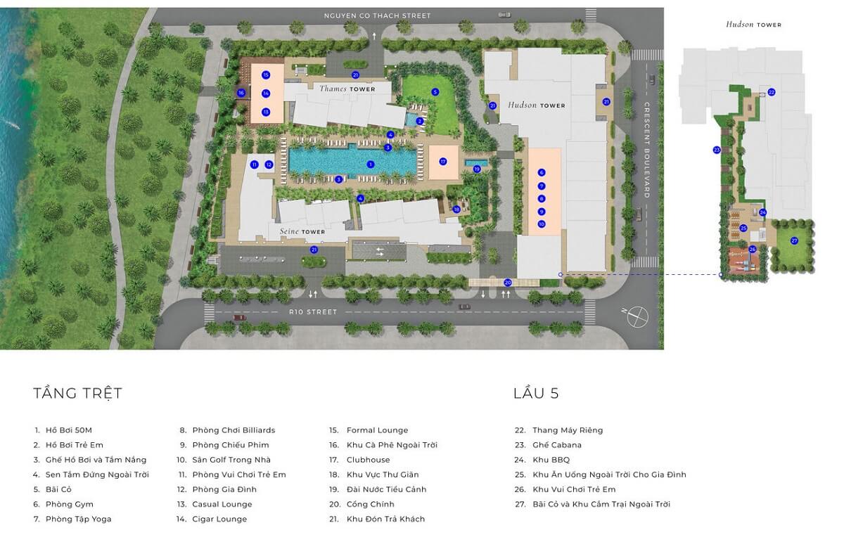 Mặt bằng tiện ích dự án căn hộ cao cấp The River Thủ Thiêm quận 2