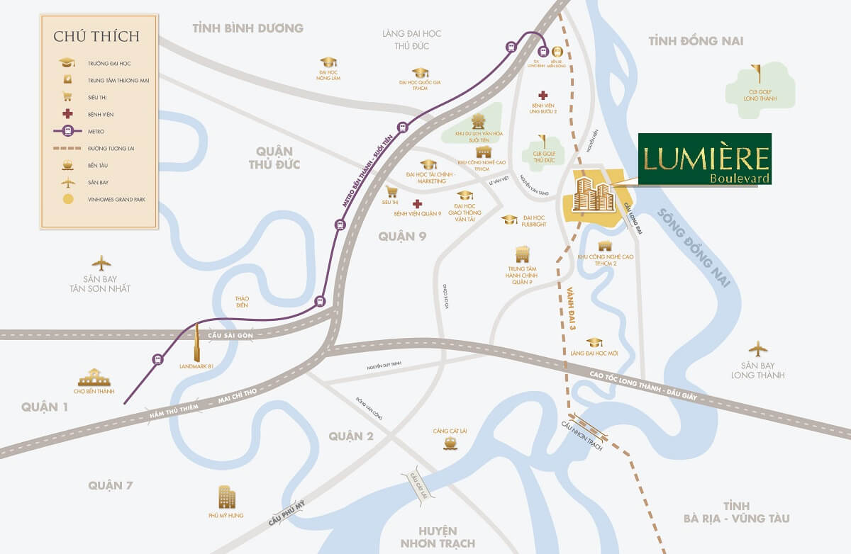 Vị trí dự án căn hộ Lumiere Boulevard Masterise Homes quận 9