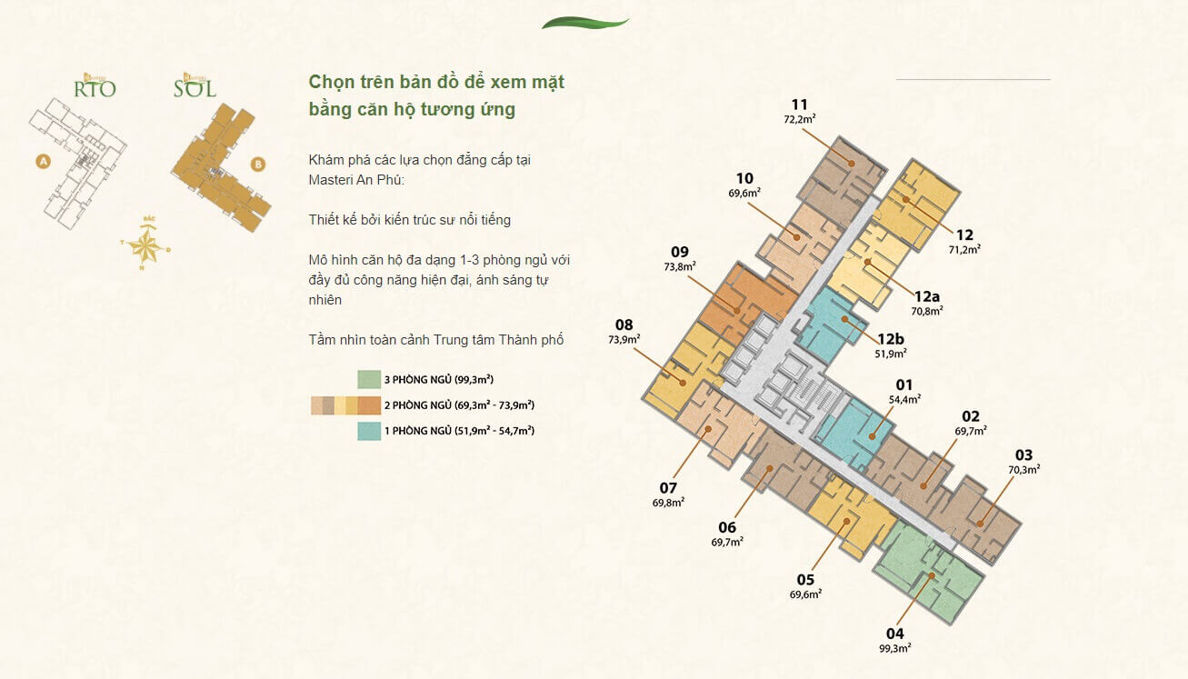 Mặt bằng căn hộ điển hình tháp SOL