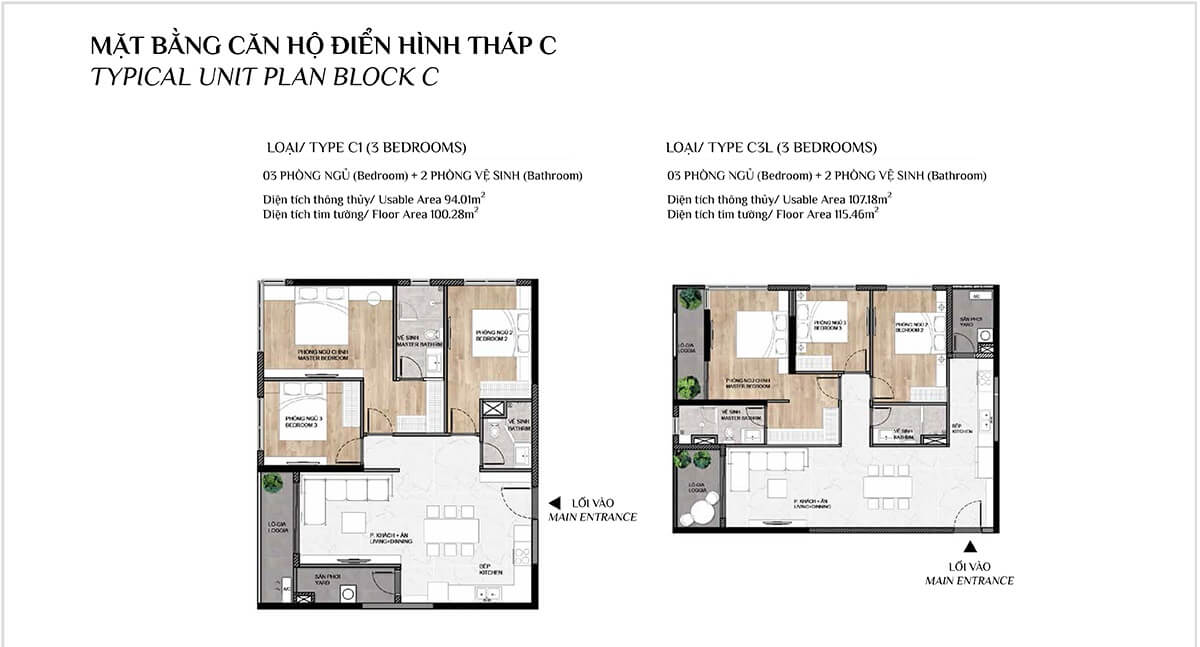 Layout căn hộ 3 phòng ngủ dự án Elysian Lò Lu