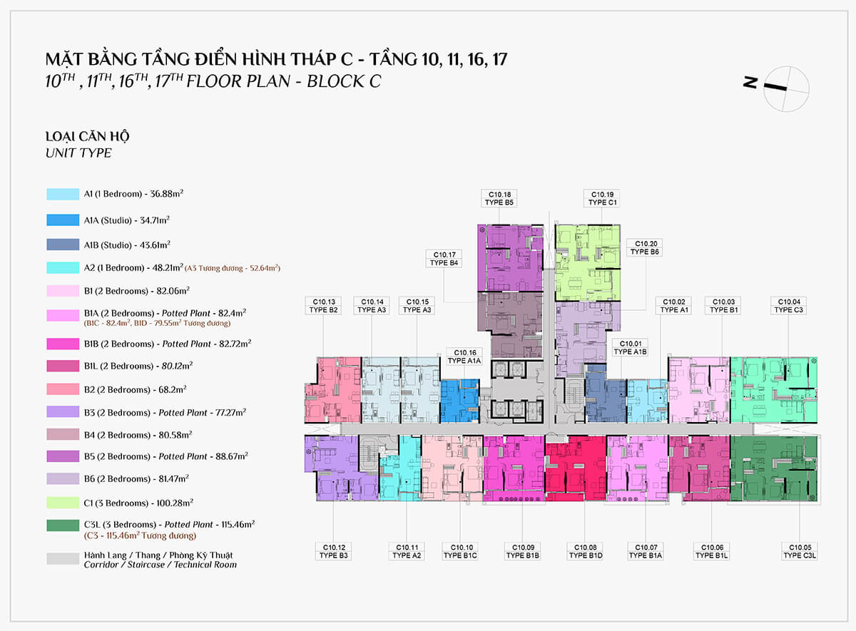 Tầng 10 + 11 + 16 + 17