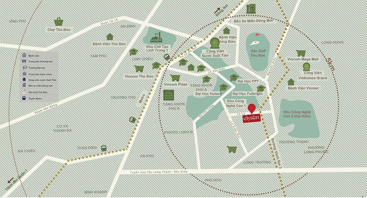 Vị trí dự án căn hộ Elysian Lò Lu quận 9 TP Thủ Đức