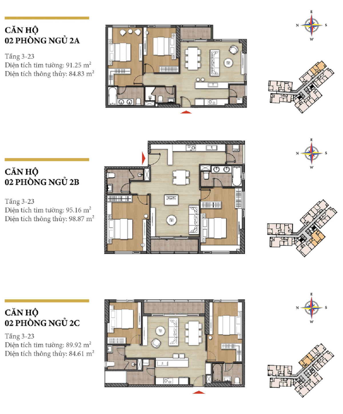 Layout thiết kế căn hộ 2 phòng ngủ Tháp Bora Bora