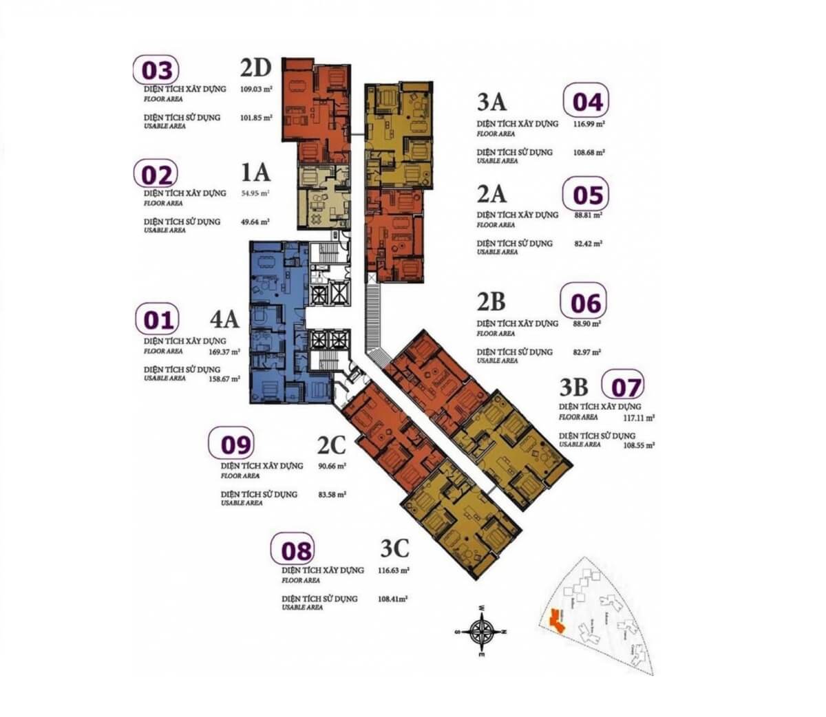 Mặt bằng tháp The Brilliant