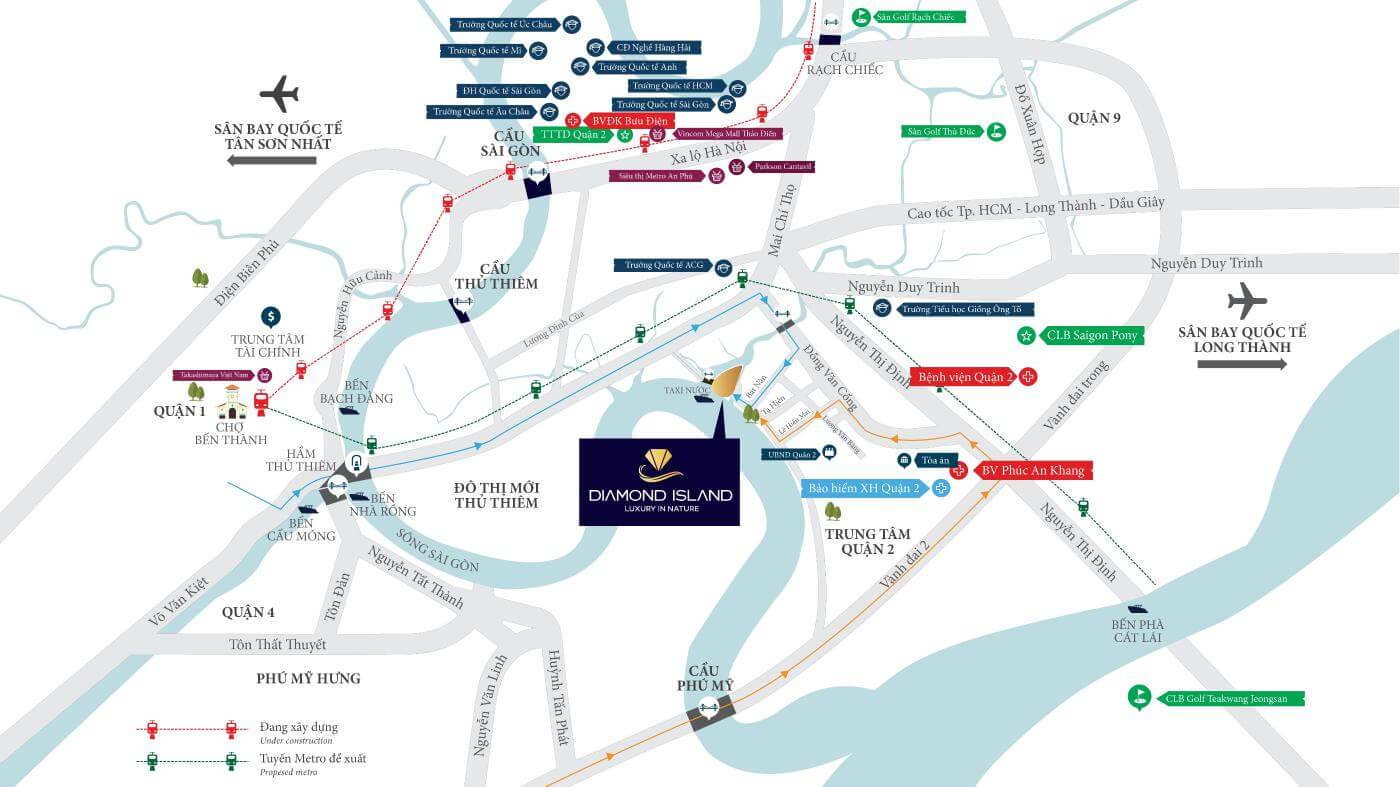 Vị trí dự án căn hộ chung cư Diamond Island quận 2 - Đảo Kim Cương