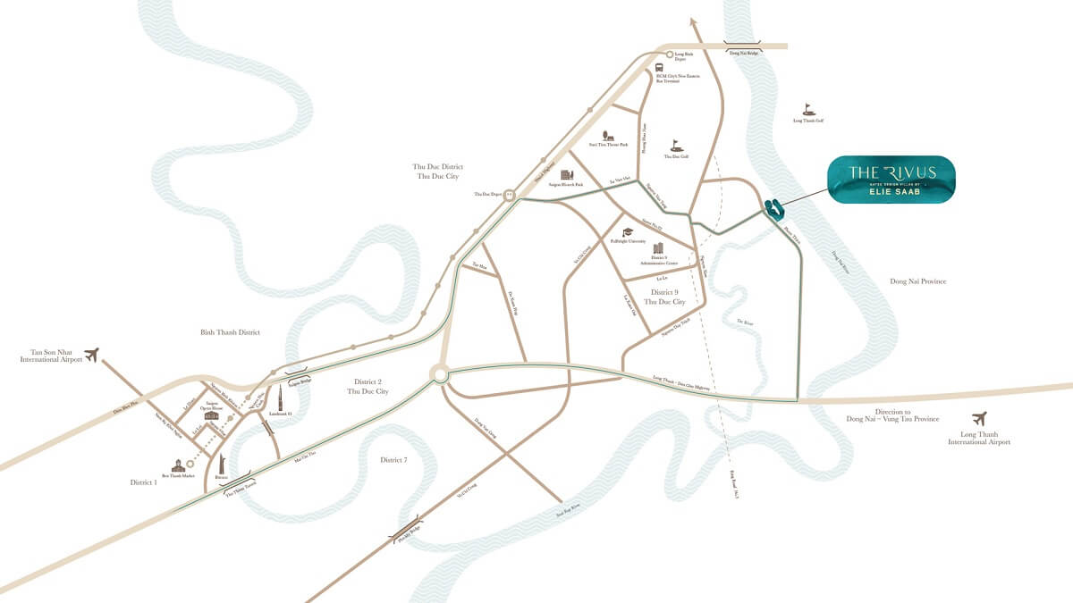 Vị trí dự án dinh thự The Rivus Elia Saab