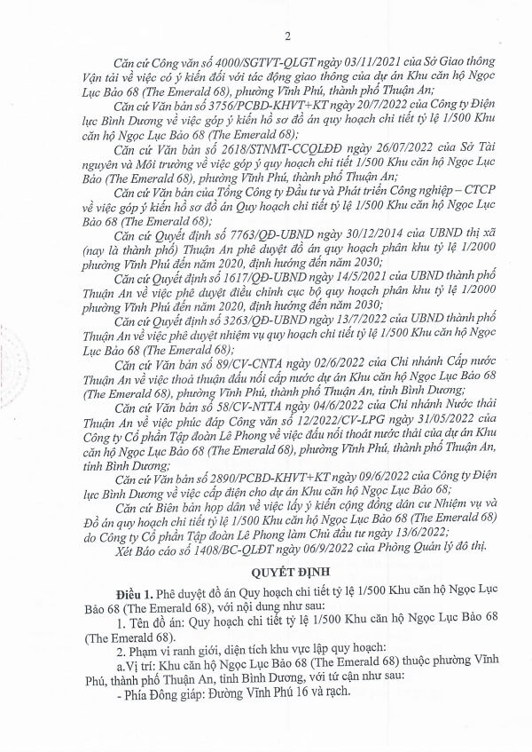 Quy hoạch chi tiết 1/500 dự án căn hộ The Emerald 68 - khu căn hộ Ngọc Lục Bảo 68