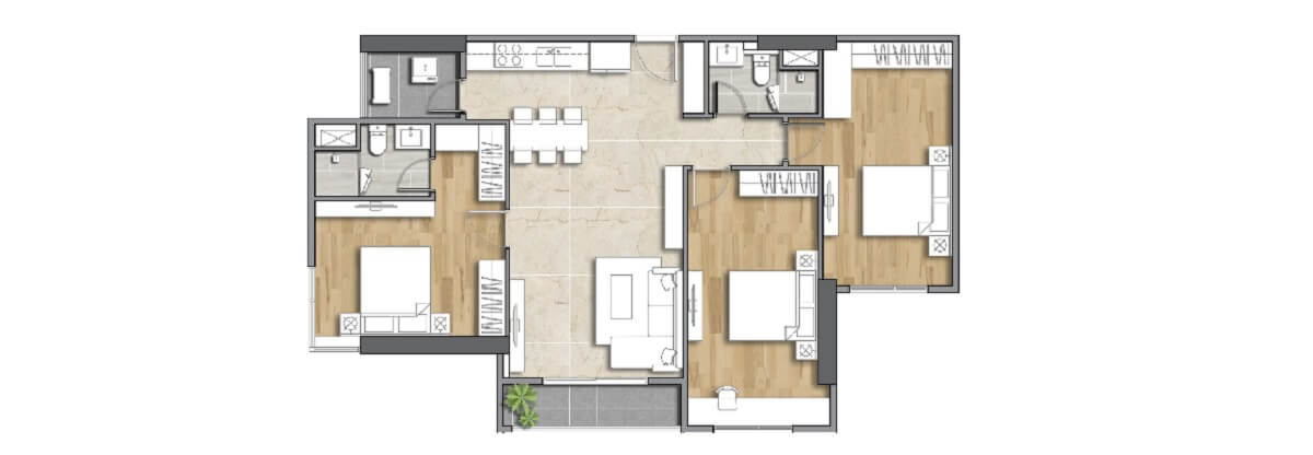 Layout căn hộ 3 pn The Emerald 68