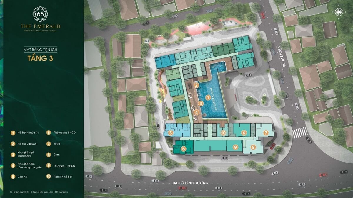 Mặt bằng tiền ích tầng 3