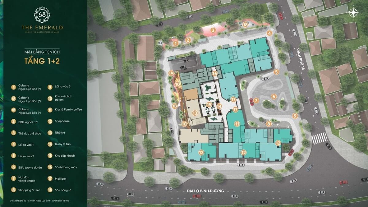 Mặt bằng tiền ích tầng 1-2