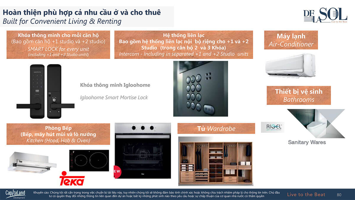 Hạng mục nội thất bàn giao tại căn hộ De La Sol