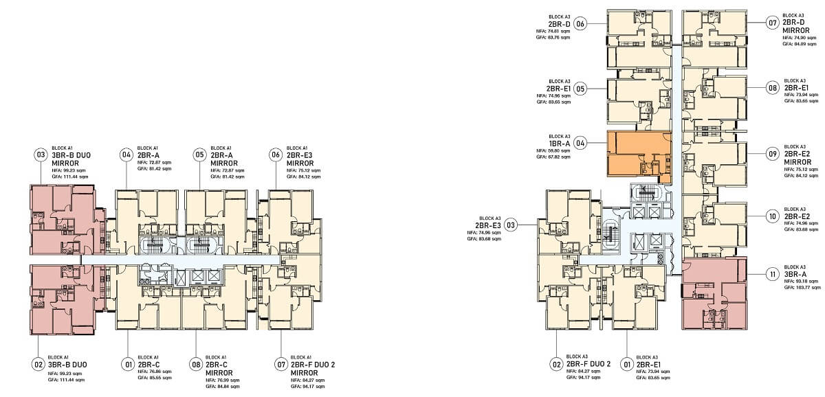 Mặt bằng tầng 17-23 tháp Alto dự án căn hộ De La Sol quận 4