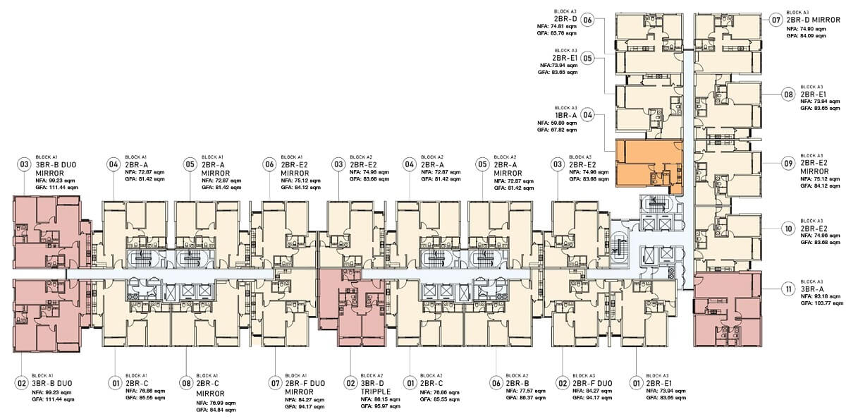 Mặt bằng tầng 2-13 tháp Alto dự án căn hộ De La Sol quận 4