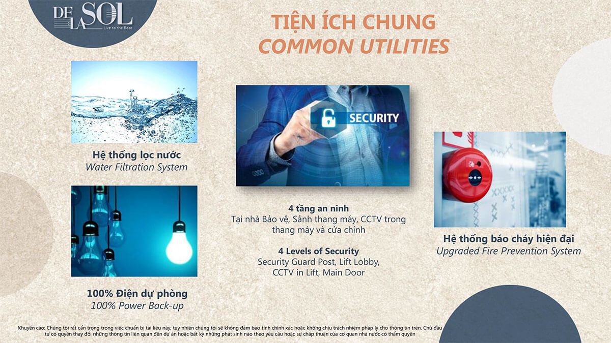 Tiện ích chung dự án căn hộ De La Sol quận 4