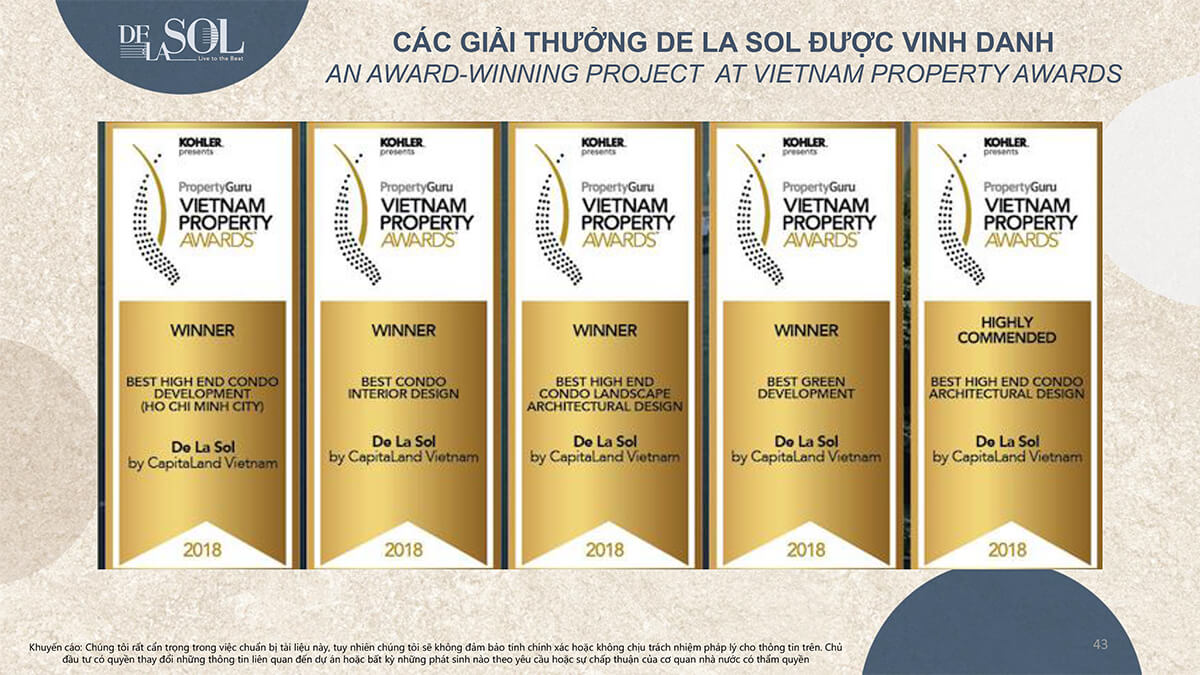 Các giải thưởng De La Sol được vinh danh