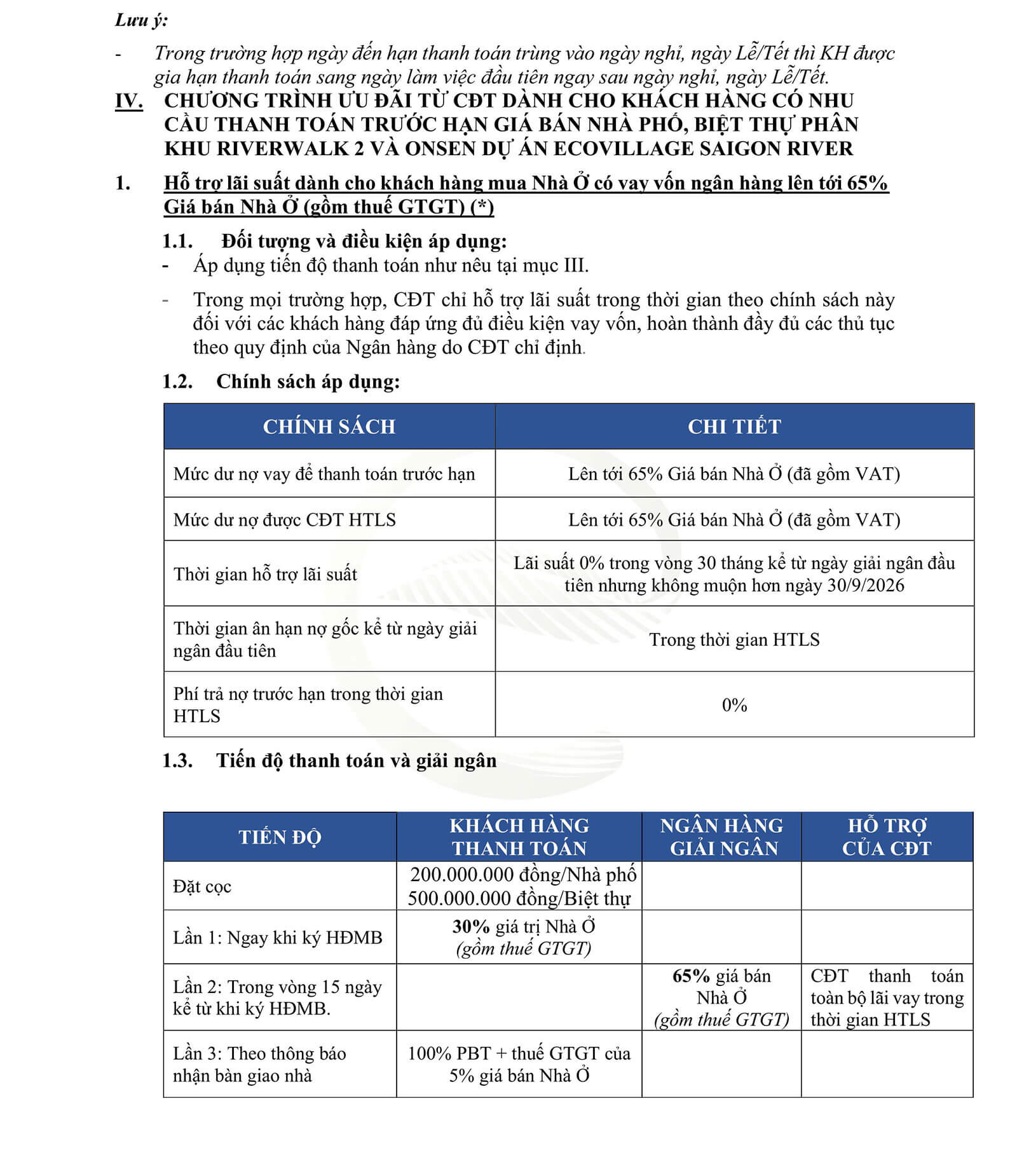Eco village Saigon River thanh toán 