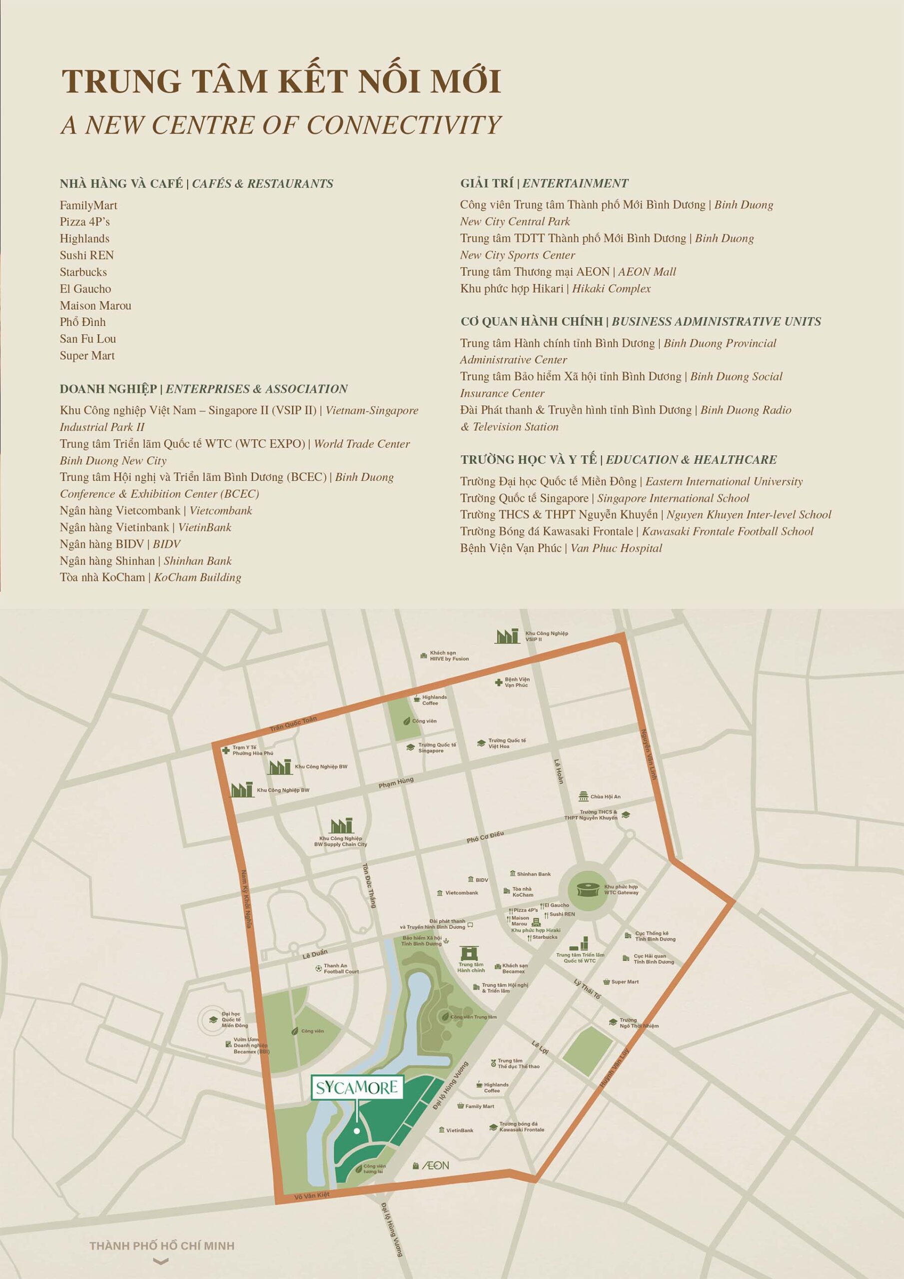 Vị trí nhà phố biệt thự The Orchard bình dương sycamore capitaland