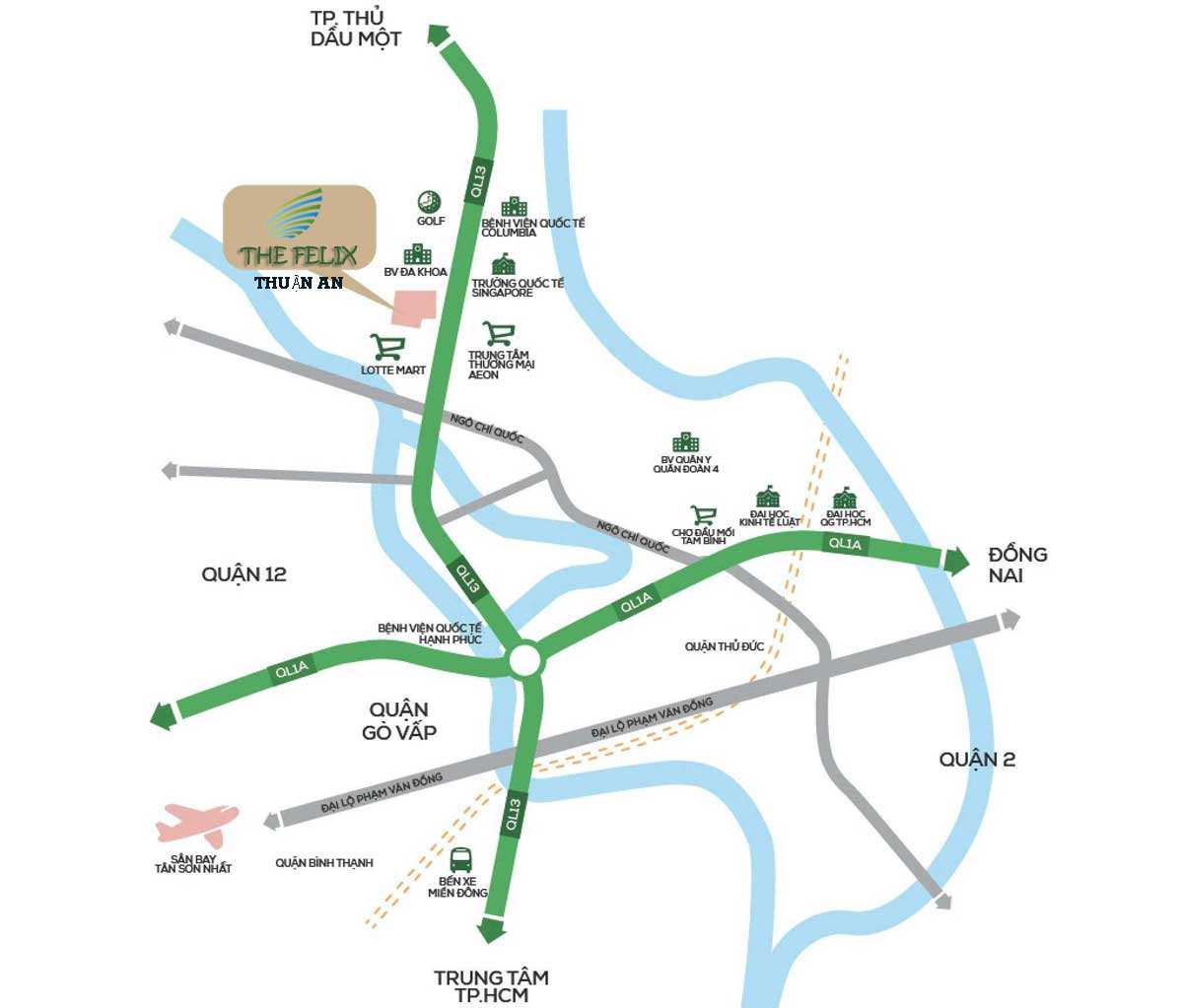 Vi tri Du an The Felix Thuan An