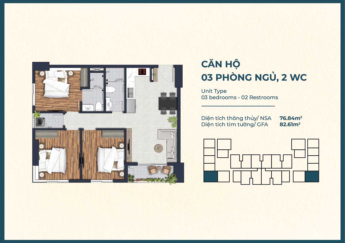 Thiet ke Can ho 3PN 2WC The Felix Thuan An