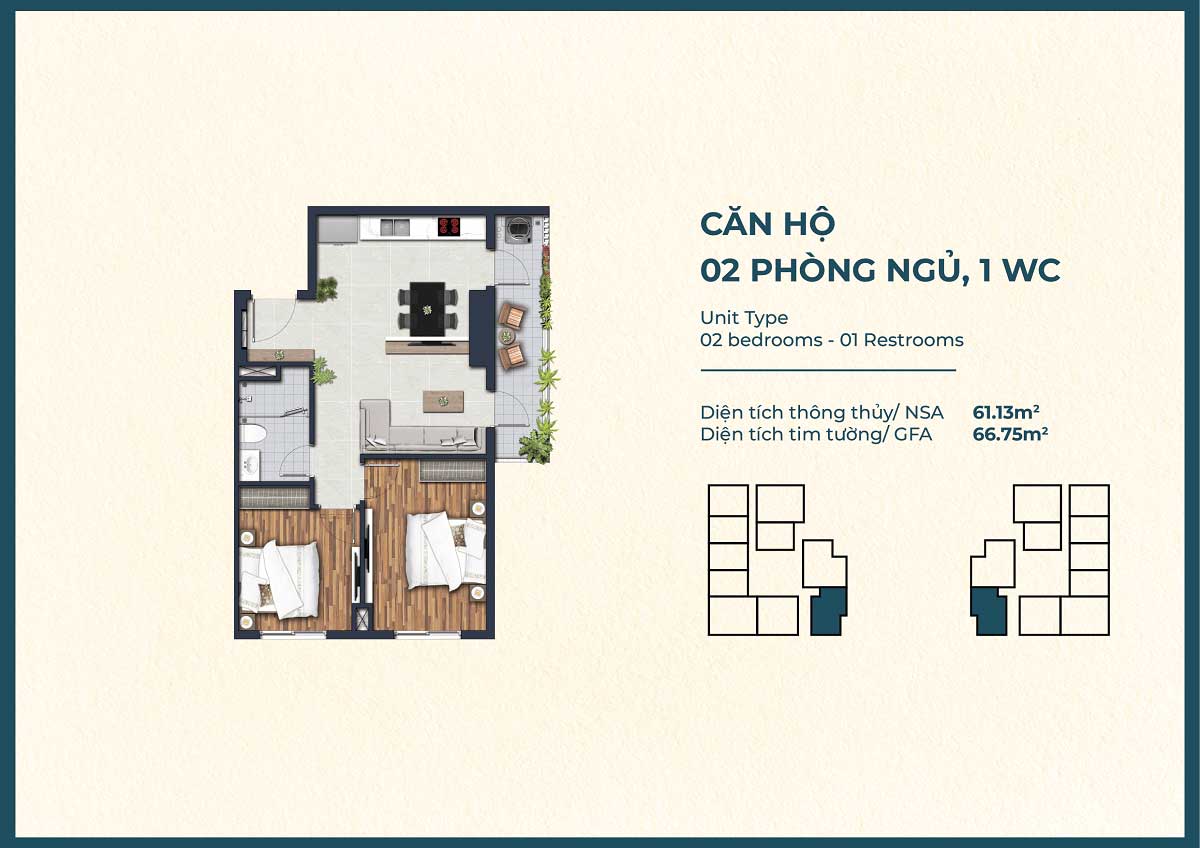 Thiet ke Can ho 2PN 1WC The Felix Thuan An