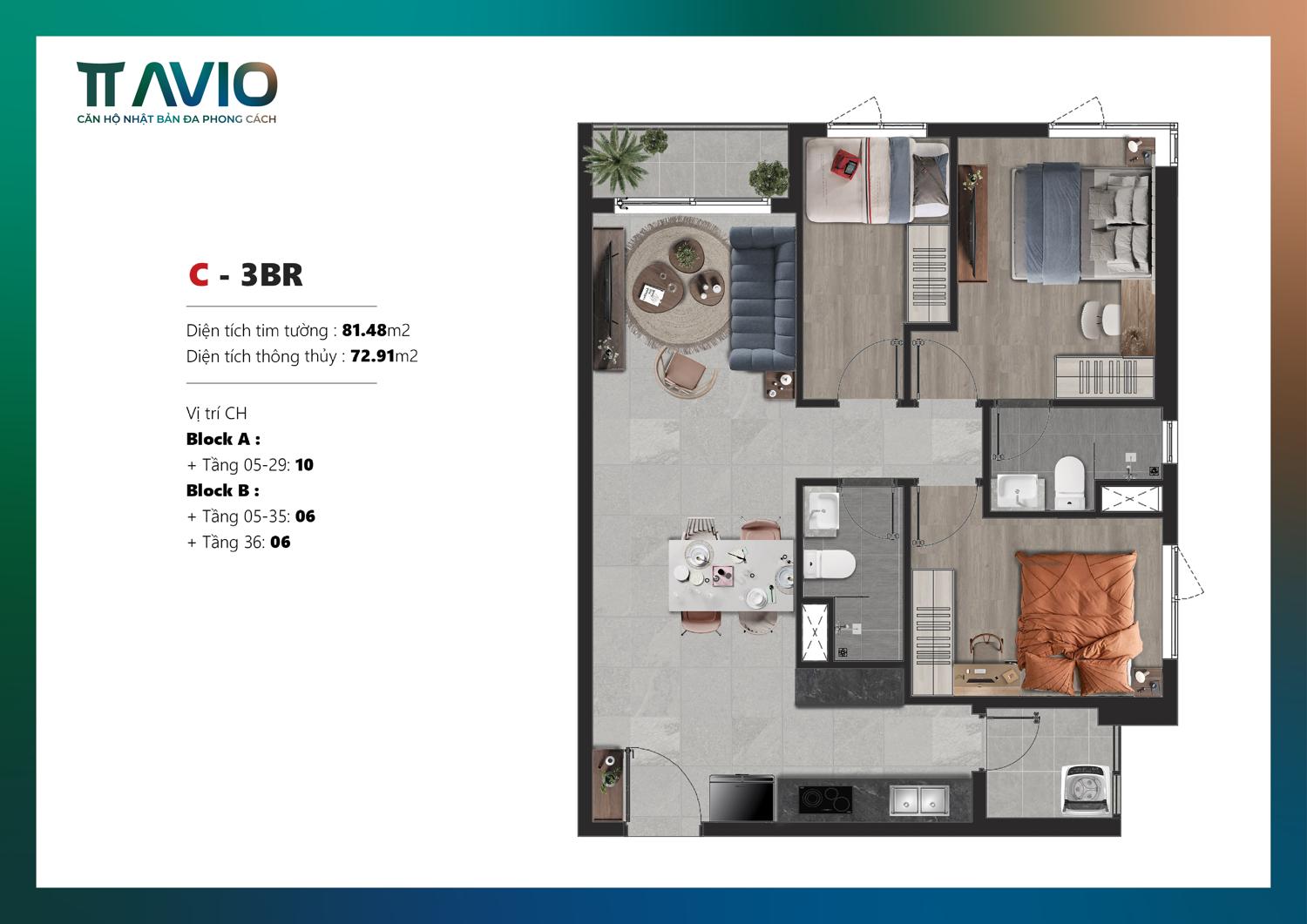 thiet ke 3 phong ngu tt avio