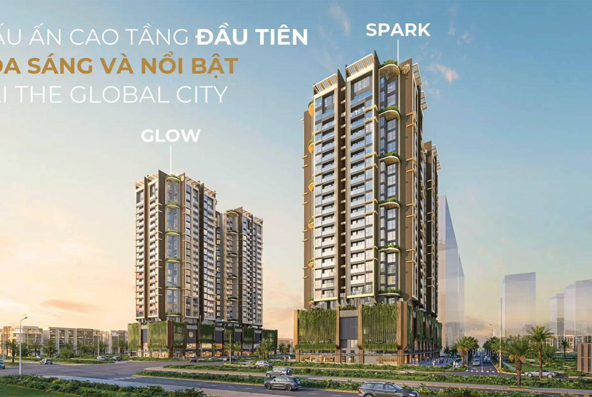 Du an can ho Masteri Grand View gom 2 toa Spark va Glow voi tong 616 can ho gom cac loai hinh 1PN 2PN 3PN 4PN Penthouse Duplex