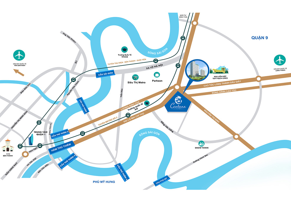 vị trí Căn hộ Centana Thủ Thiêm quận 2