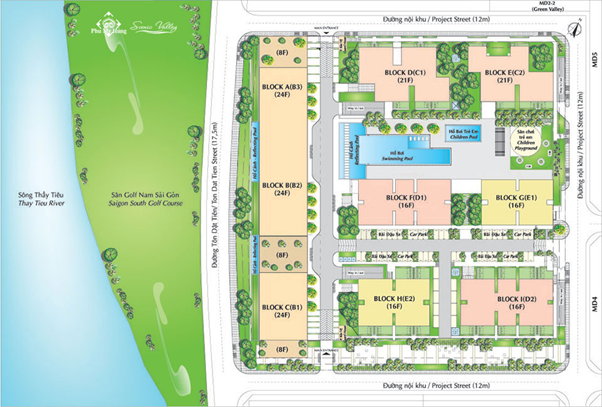 Mặt bằng tổng thể dự án chung cư Scenic Valley Quận 7