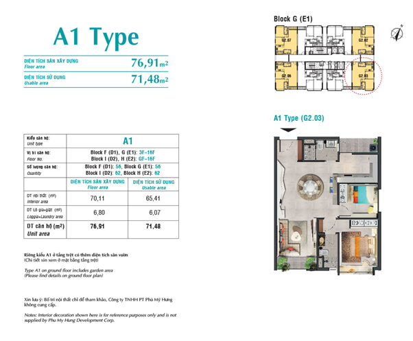Mặt bằng căn 2 phòng ngủ điển hình tại chung cư Scenic Valley